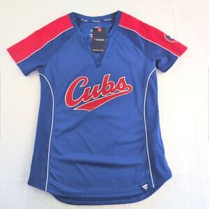Chicago Cubs Women's Small NWT Fanatics Royal/Red True Classic Pinstripe Raglan